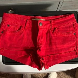 Red Cheeky Jean Shorts